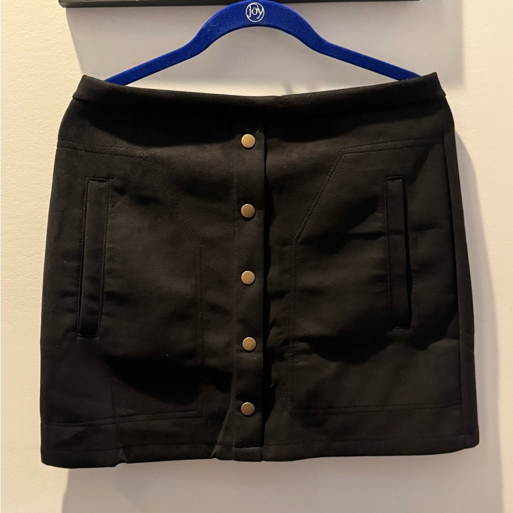 Black Button-Front Skirt